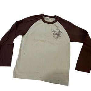 Calvin Klein Brown and Cream Raglan Top